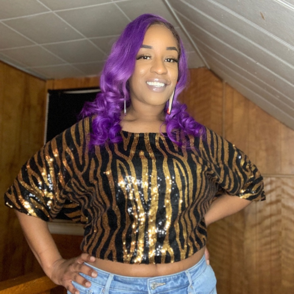 Black & Gold Sequin Crop Top